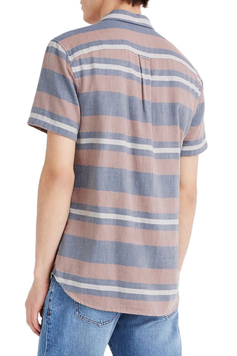 Ransell Stripe Double Weave Perfect Short Sleeve Shirt, Alternate, color, THROW STRIPE FADED ROSEBUD