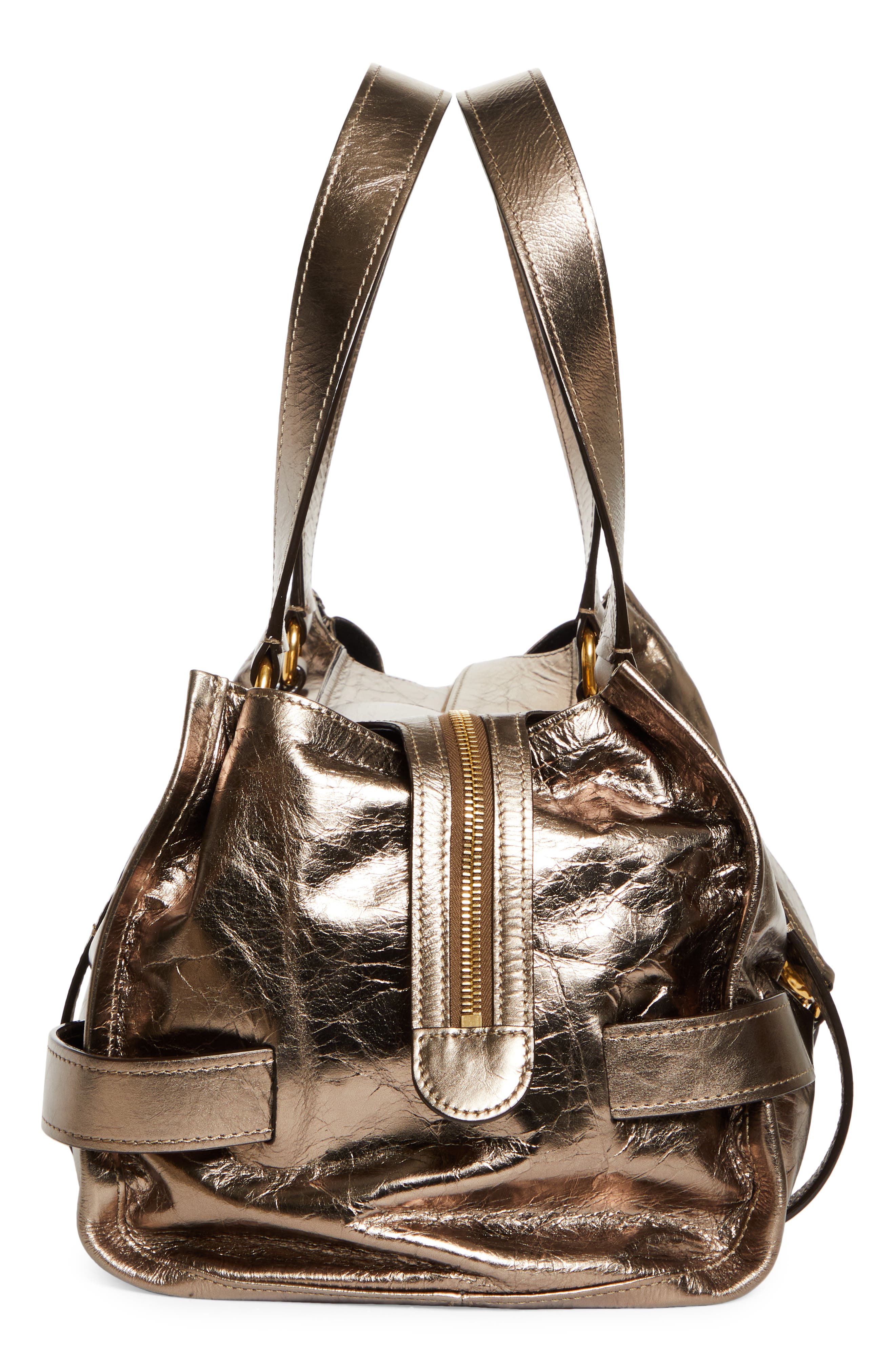 Chloé Medium Kerala 25 Metallic Leather Handbag, Alternate, color, 074 Shiny Grey