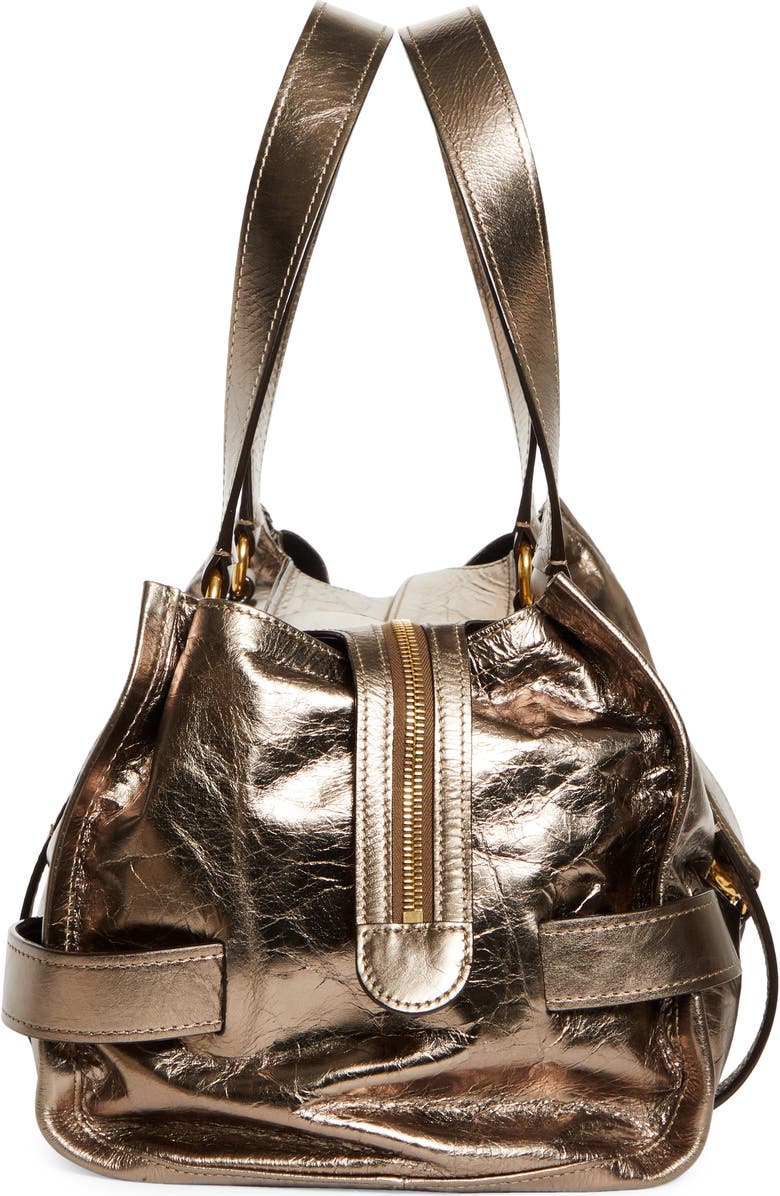 Chloé Medium Kerala 25 Metallic Leather Handbag, Alternate, color, 074 Shiny Grey