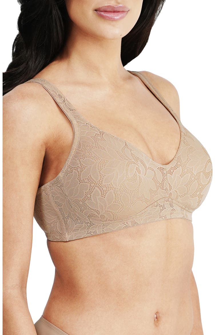 Jolie Jacquard Wire Free Minimizer Bra, Alternate, color, MOCHA