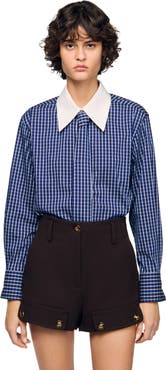 SANDRO Checkered shirt with removable tie