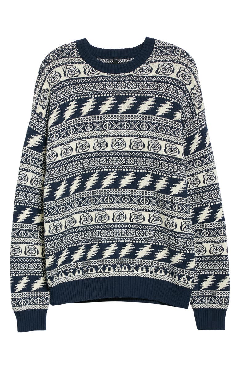 Schott NYC x Grateful Dead Aoxomoxoa Fair Isle Jacquard Cotton Sweater, Alternate, color, 