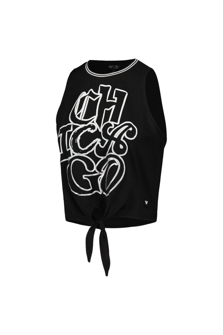 Women's The Wild Collective Black Chicago White Sox Twisted Tie Front Tank Top, Alternate, color, Black