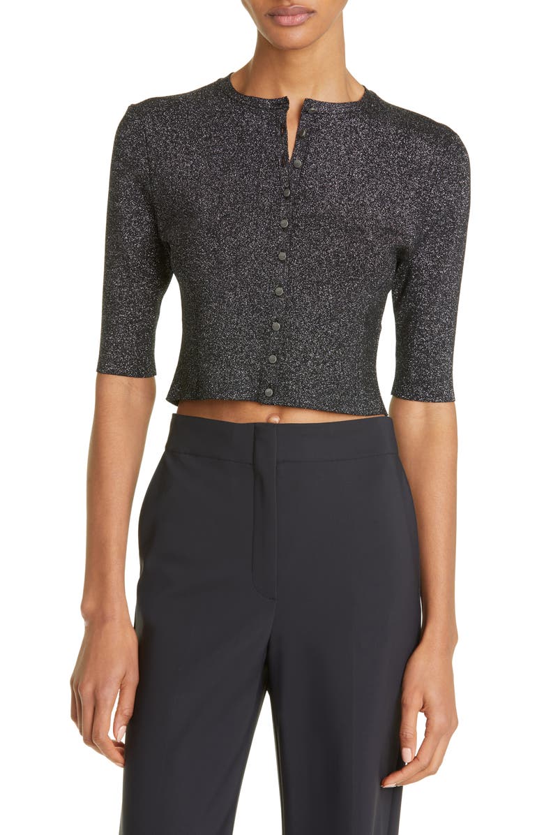 Ted Baker London Sparkly Metallic Crop Cardigan, Main, color, 