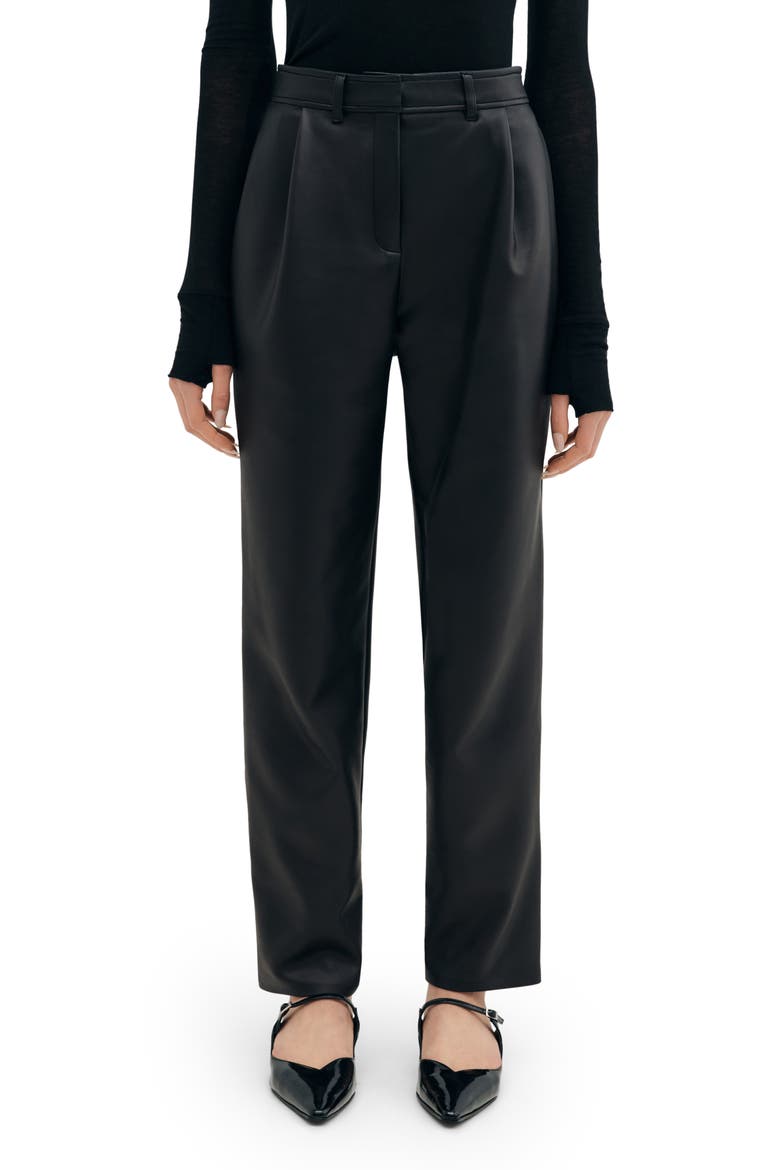 Lyon High Waist Faux Leather Straight Leg Pants, Main, color, BLACK