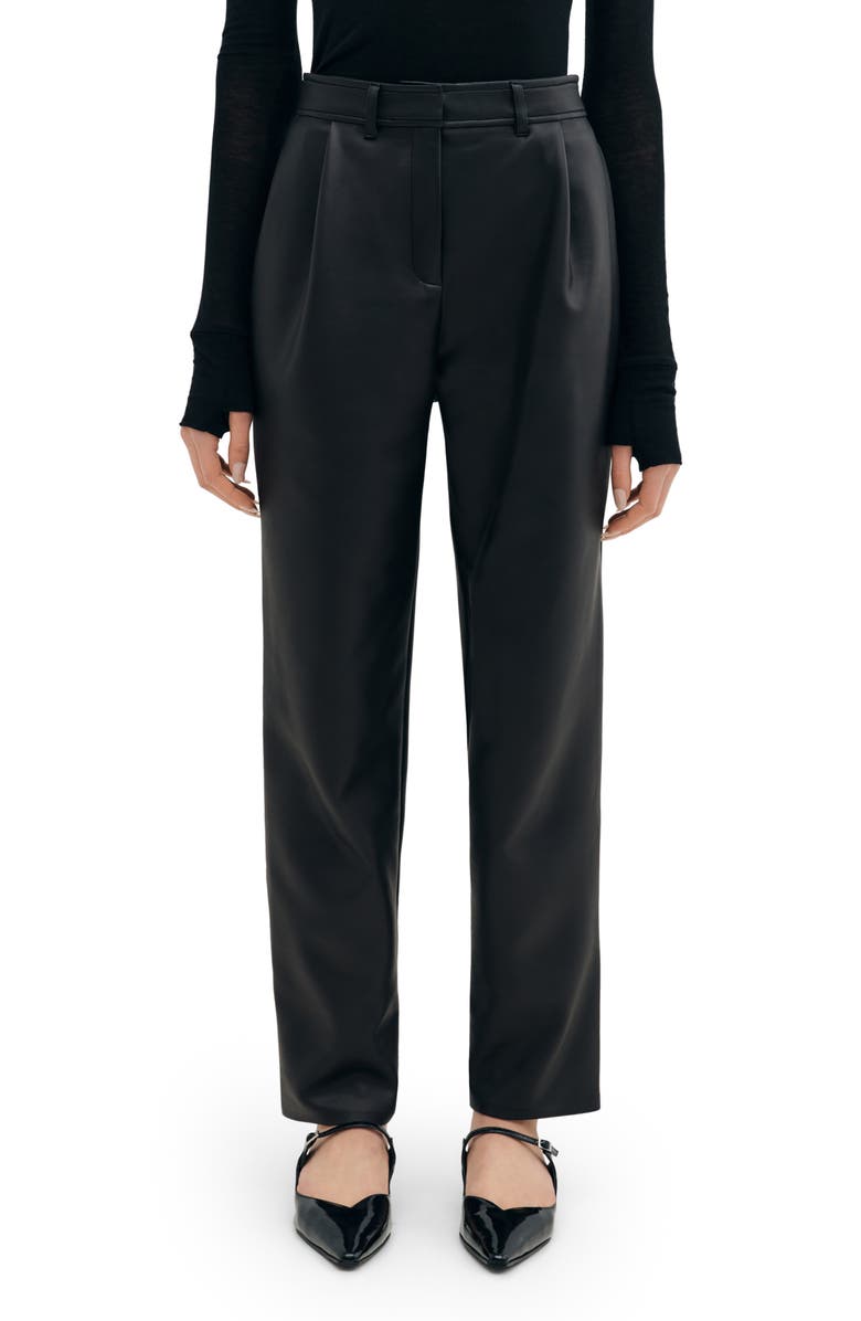 Two Lines by Marcella Lyon High Waist Faux Leather Straight Leg Pants, Main, color, Black