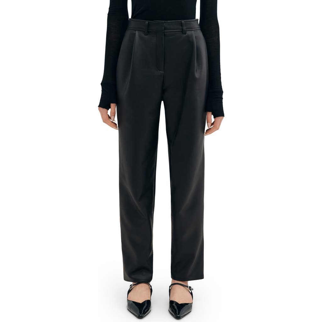 Two Lines By Marcella Lyon High Waist Faux Leather Straight Leg Pants In Black