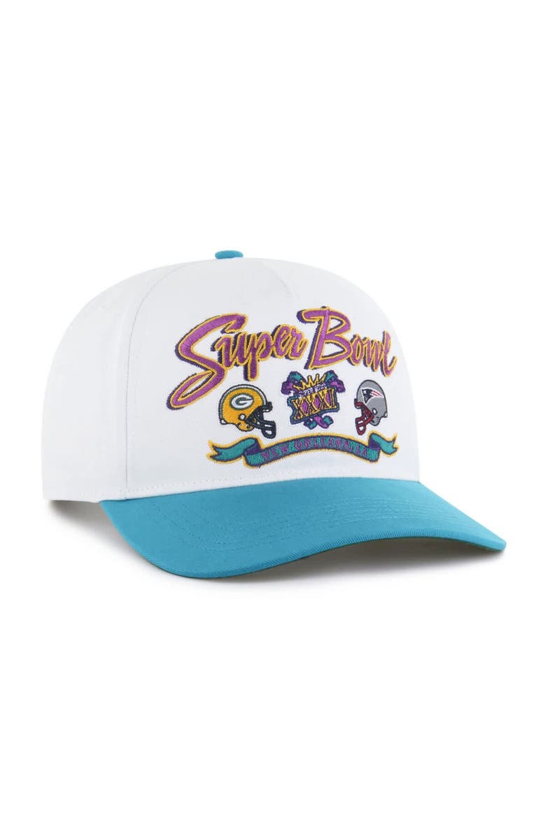 '47 Men's '47 White/Aqua NFL Multi-Team Throwback Dueling Logos Adjustable Hitch Hat, Alternate, color, White