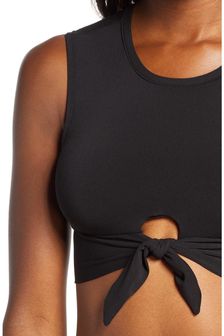 Ava Longline Knot Front Bikini Top, Alternate, color, BLACK