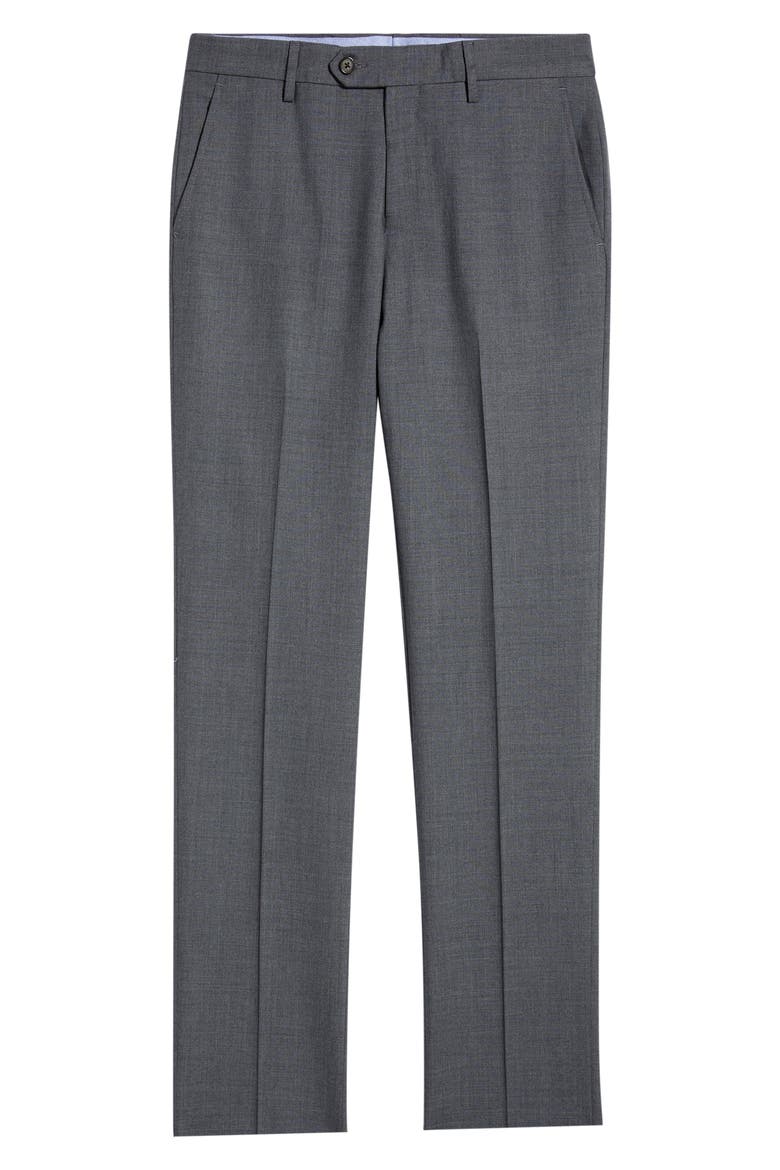 Flat Front Tropical Weight Wool Dress Pants, Alternate, color, BANKER GRAY