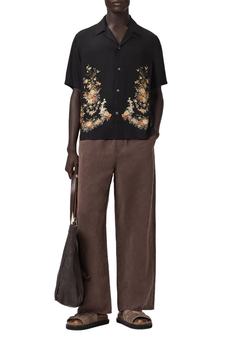 Parsons Floral Camp Shirt, Alternate, color, JET BLACK