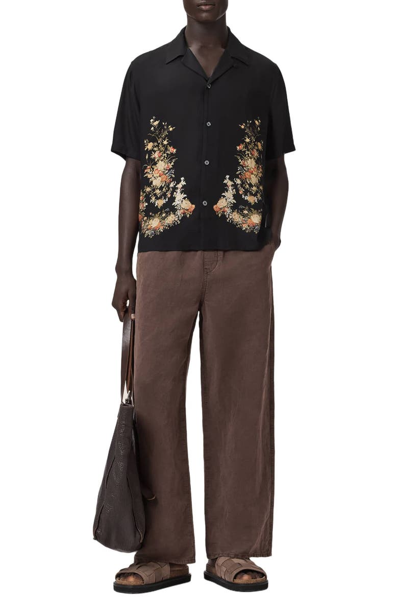 AllSaints Parsons Floral Camp Shirt, Alternate, color, Jet Black