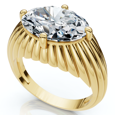 Certified 3ct Oval Diamond Pam East West Engagement Ring 14k Gold Lab Grown