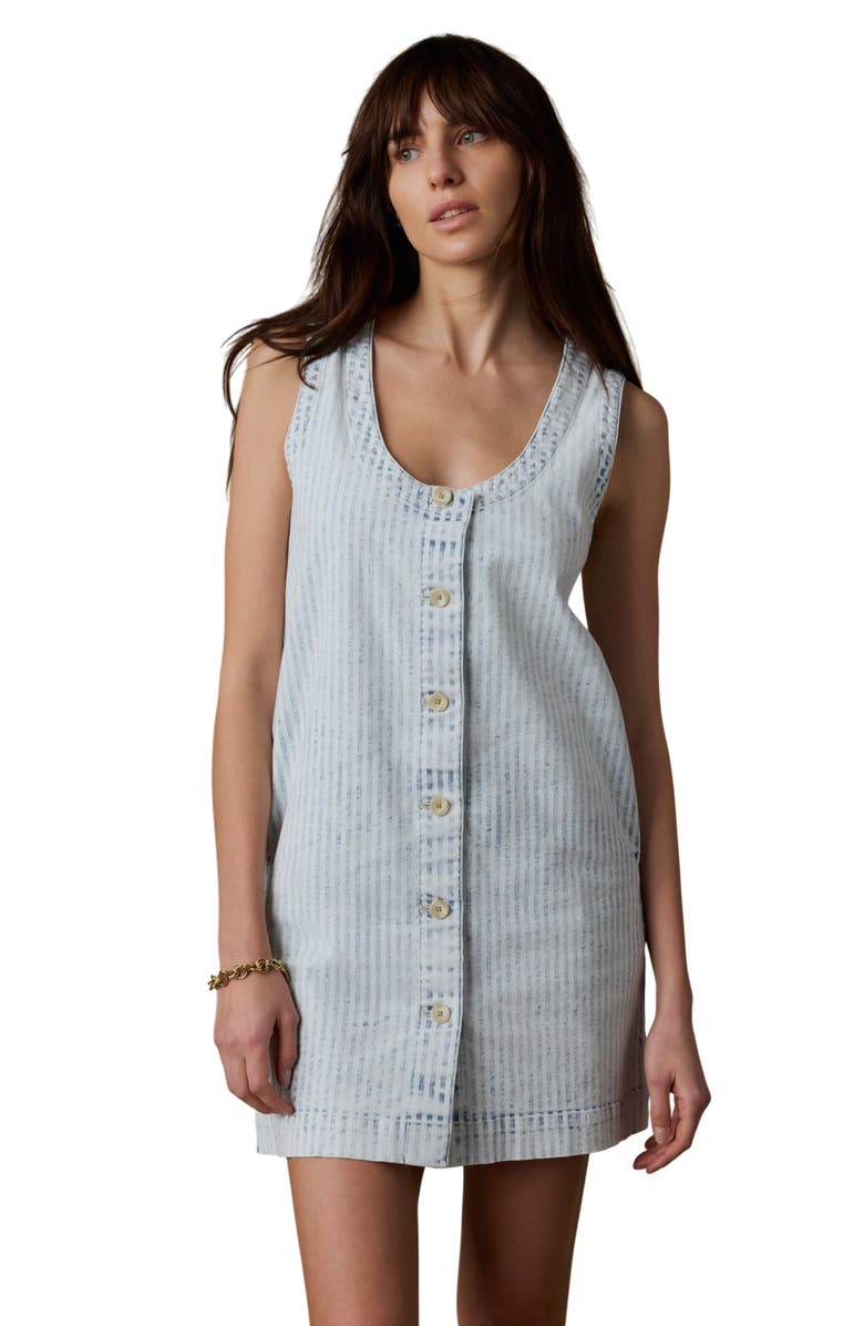 Faherty Topsail Malibu Stripe Sleeveless Denim Minidress, Alternate, color, Breakwater Stripe