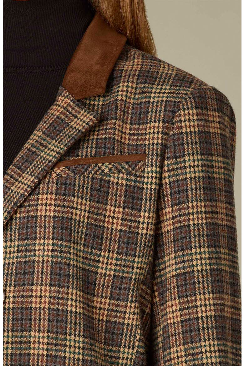 Houndstooth Plaid Jacket, Alternate, color, BROWN MULTI