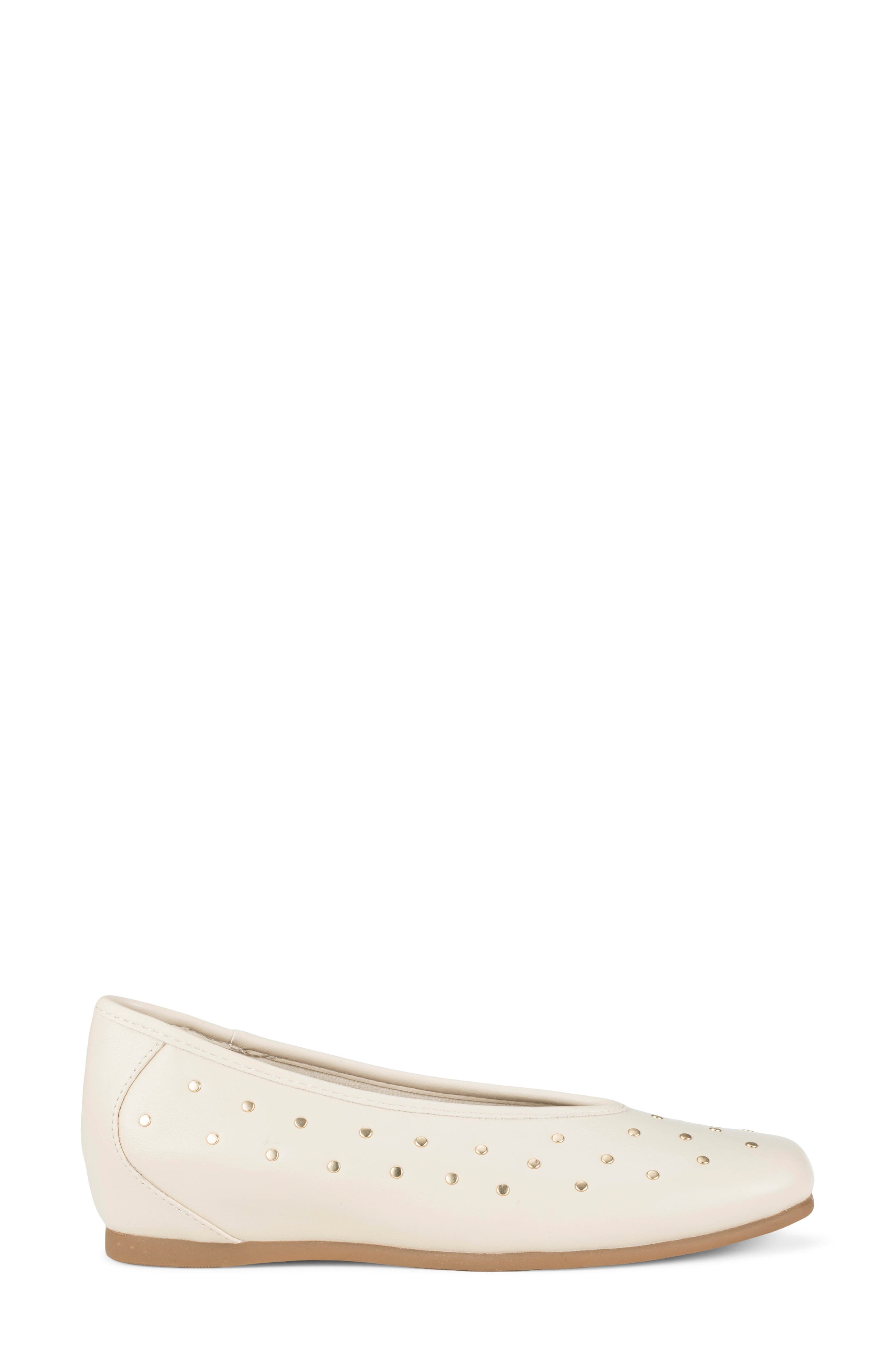 Ryalie Studded Flat, Alternate, color, CREAM