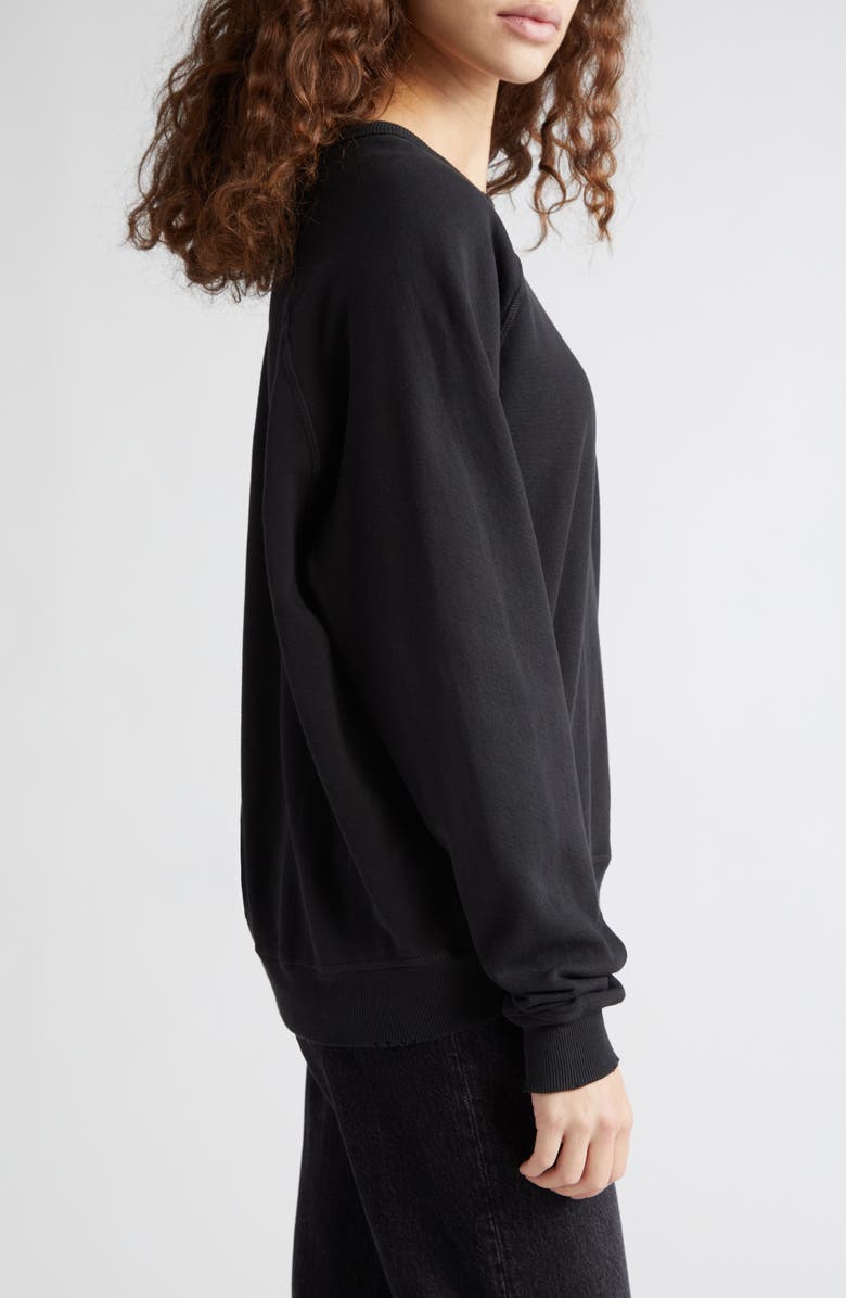 THE GREAT. College French Terry Sweatshirt, Alternate, color, Almost Black