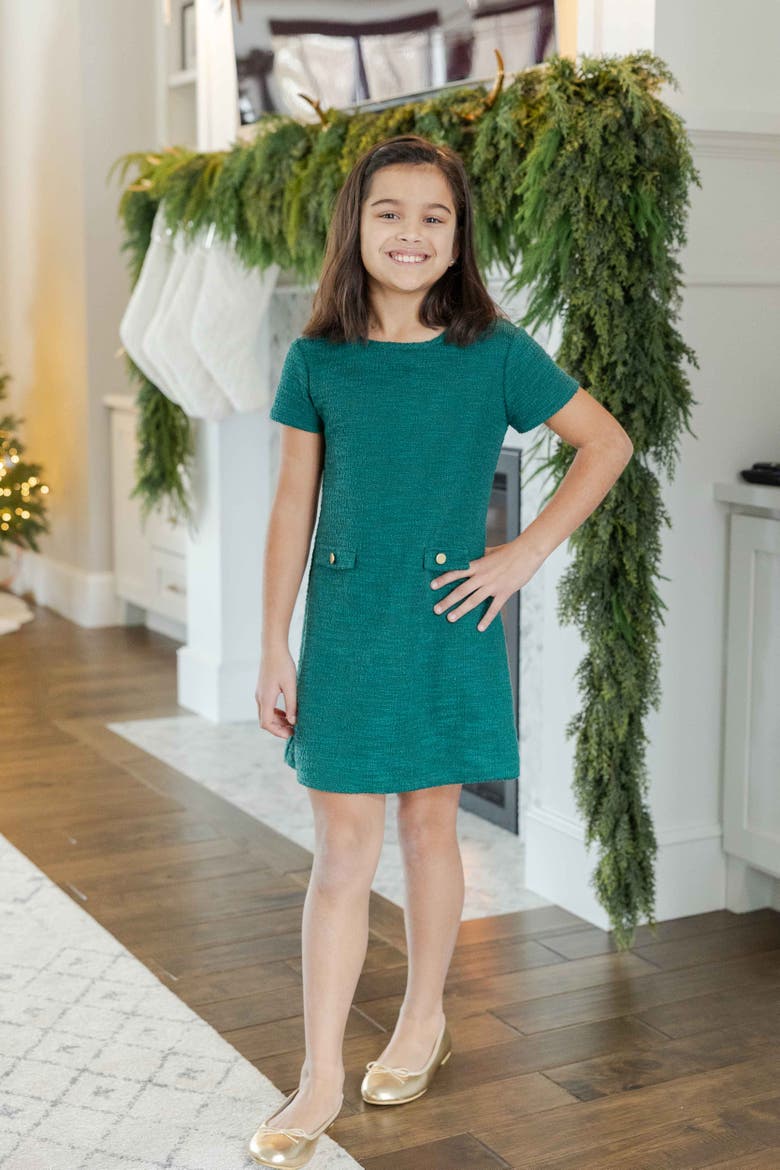 Knit Boucle Dress, Alternate, color, Green Boucle