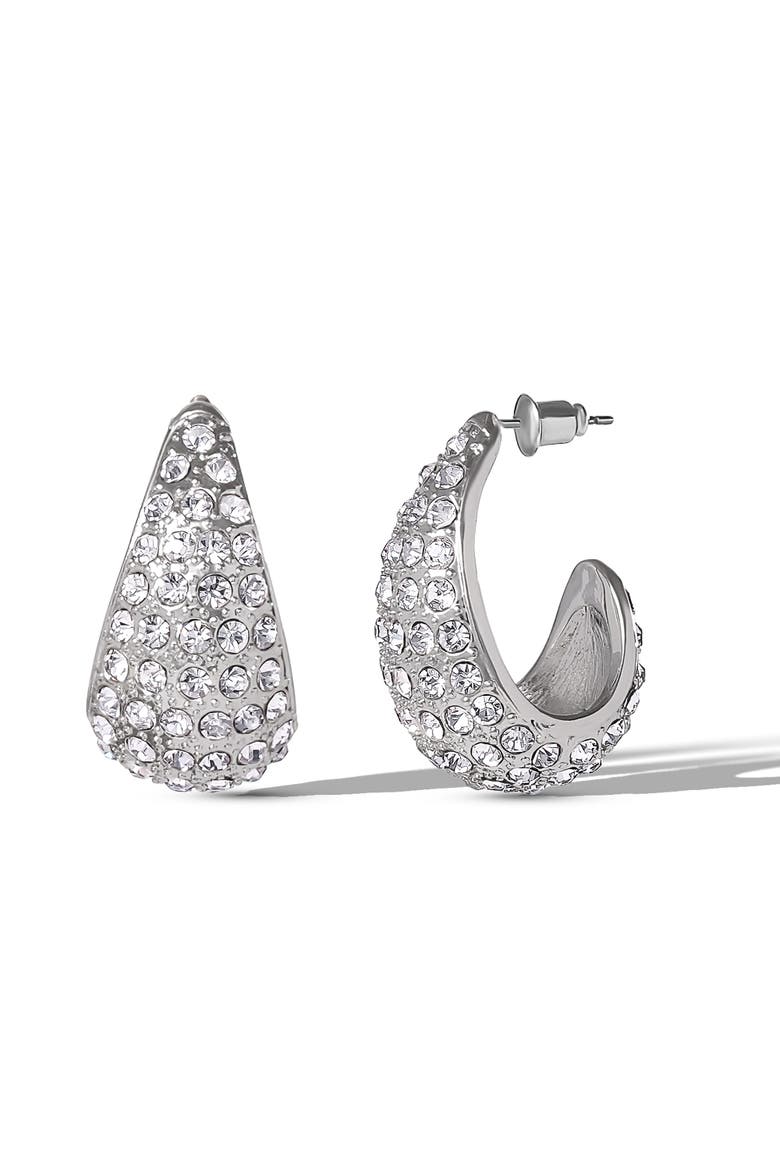 Pave Teardrop Earrings, Main, color, Silver