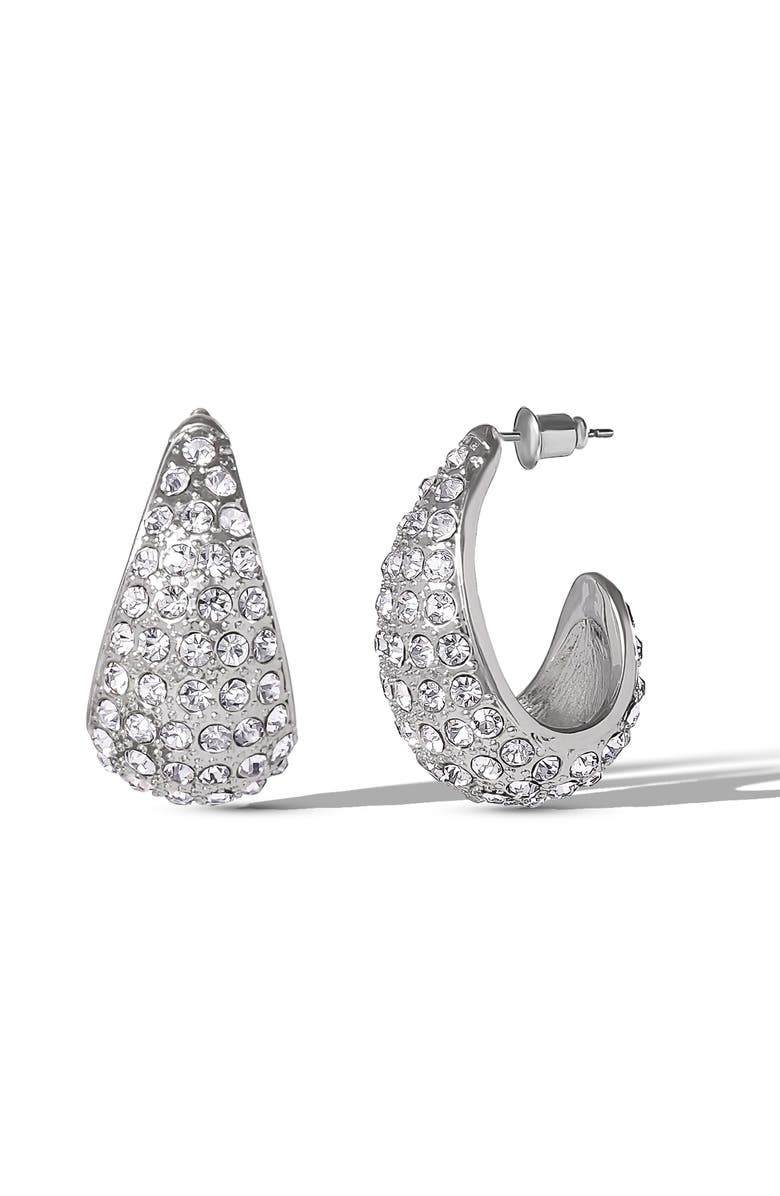 Jessica Simpson Pave Teardrop Clip-On Earrings, Main, color, Silver