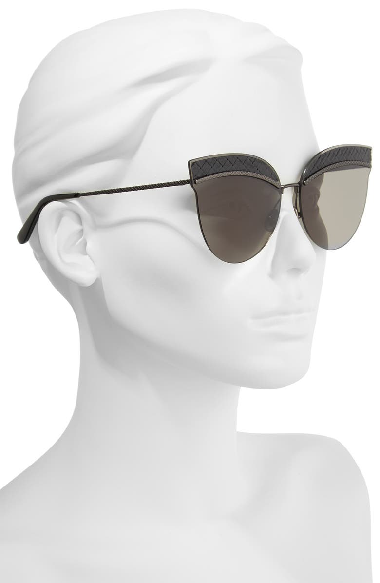 Bottega Veneta 64mm Semi-Rimless Cat Eye Sunglasses, Alternate, color, 