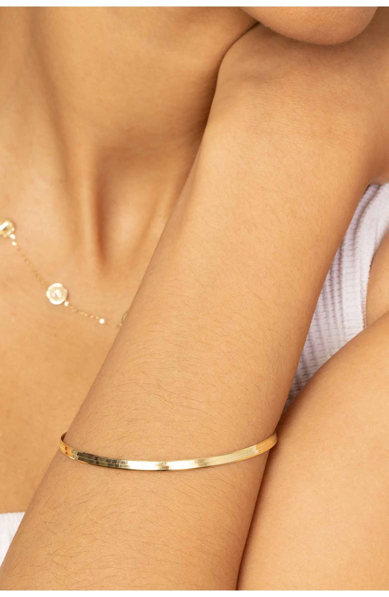 Oradina 10K Yellow Gold Park Avenue Herringbone Bracelet, Alternate, color, Yellow Gold