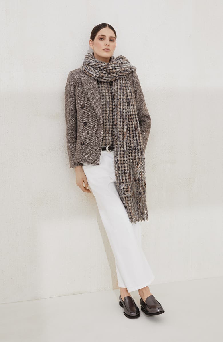 Brunello Cucinelli Mélange diagonal blazer, Alternate, color, Brown