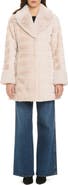 Vince Camuto Notch Collar Grooved Faux Fur Coat