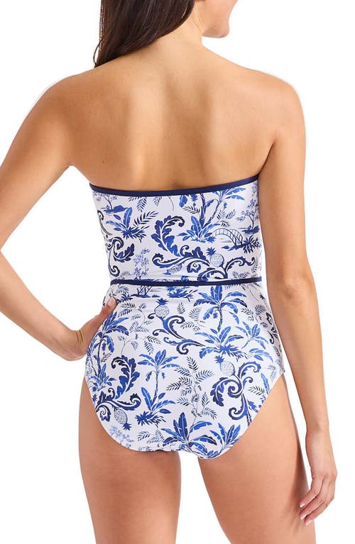 Tommy Bahama Terrazzo Tile Bandeau One-piece Swimsuit In Mountain Bluebell