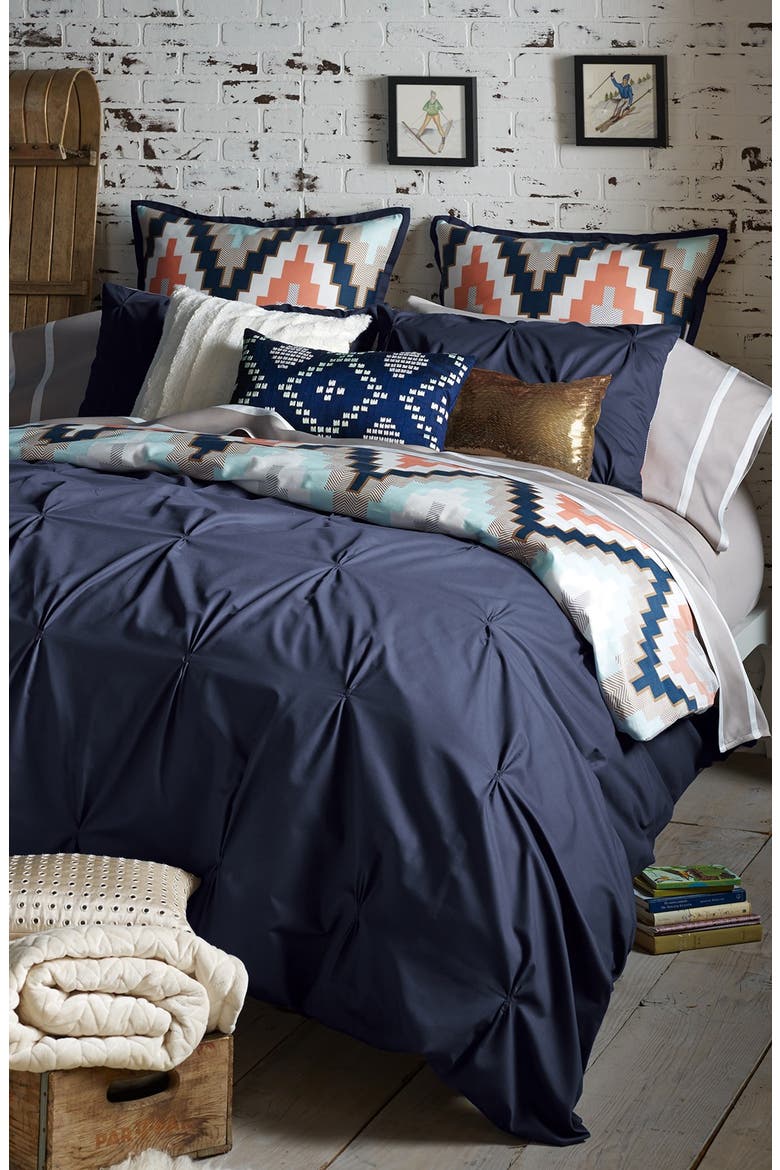Harper Reversible Duvet Cover & Sham Set, Main, color, NAVY
