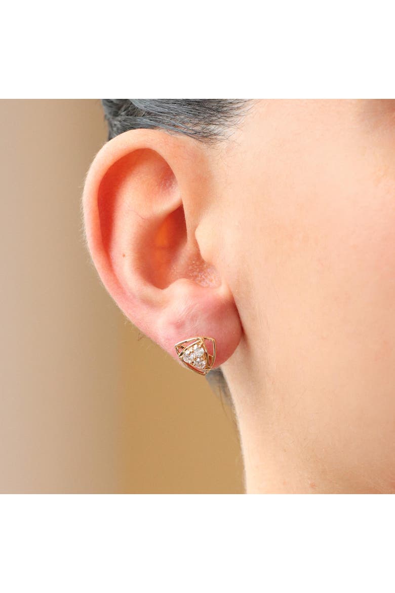 Lab Grown Diamond Geometric Triangle Stud Earrings, Alternate, color, Yelllow Gold