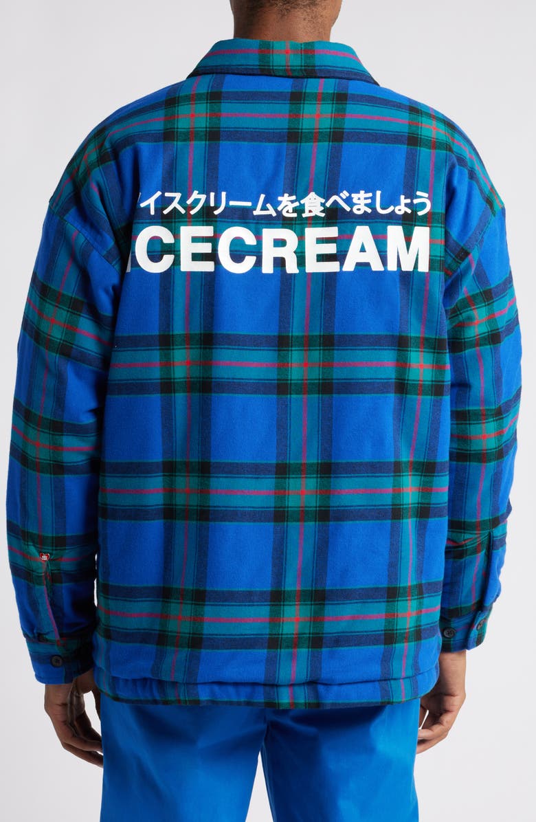 ICECREAM Big Boy Plaid Cotton Flannel Graphic Shacket, Alternate, color, 