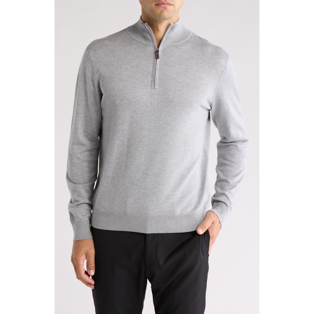 Tom Baine Solid Quarter Zip Pullover In Gray