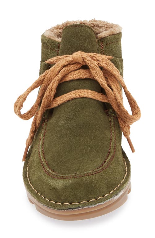 On Foot Silken Faux Fur Lined Chukka Boot In Green