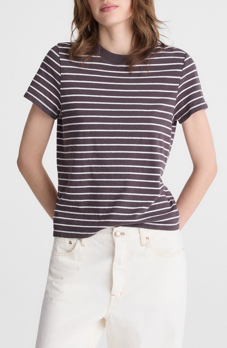 Madewell Stripe Relaxed Cotton Jersey T-Shirt, Main, color, Chocolate Plum
