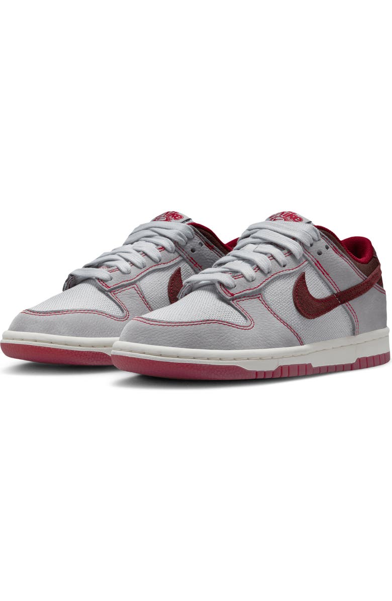Nike Kids' Dunk Low Basketball Sneaker, Main, color, Platinum/ Grey/ Red/ Burgundy
