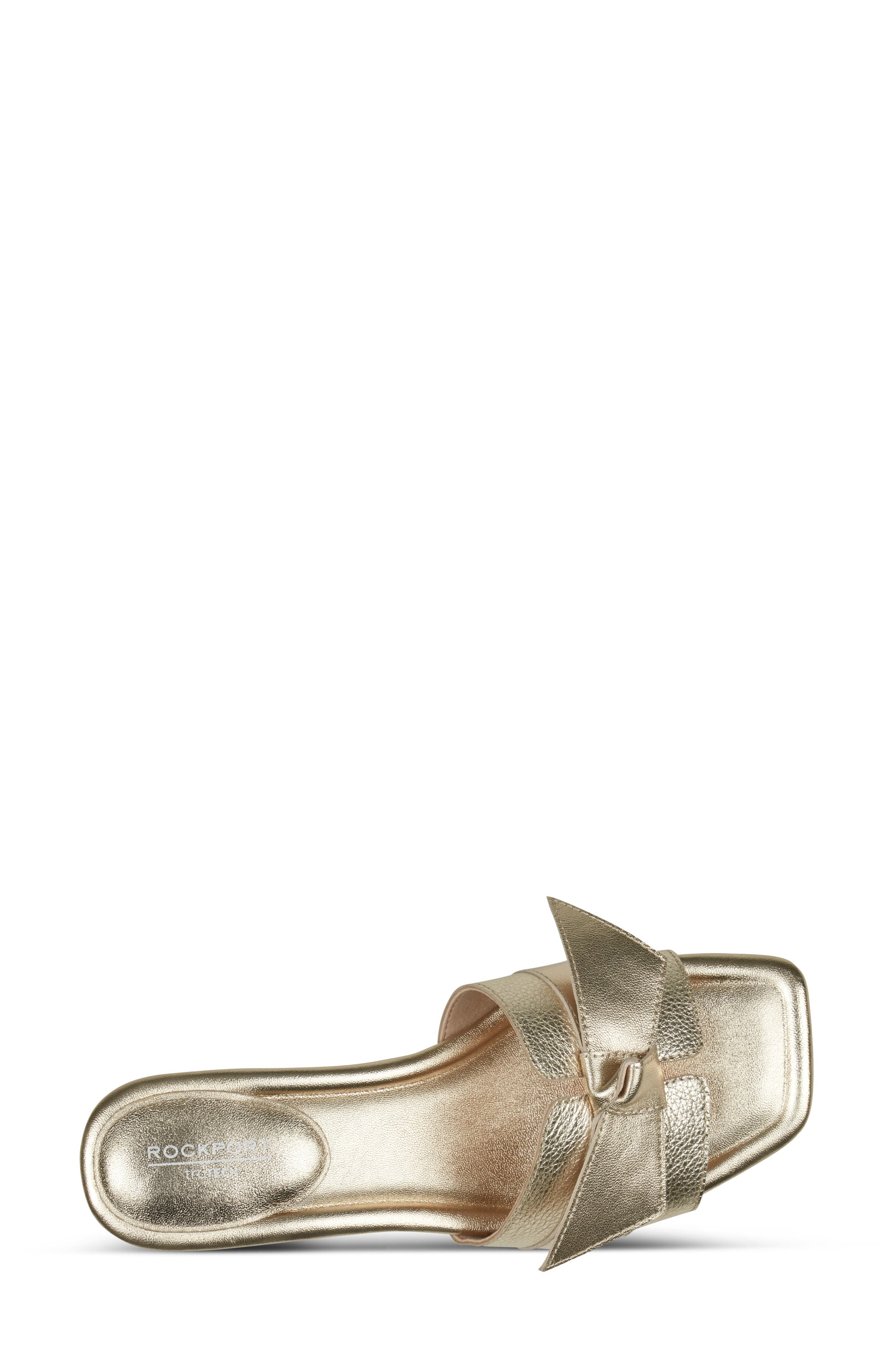 Rockport Carsie Slide Sandal, Alternate, color, Gold Leather