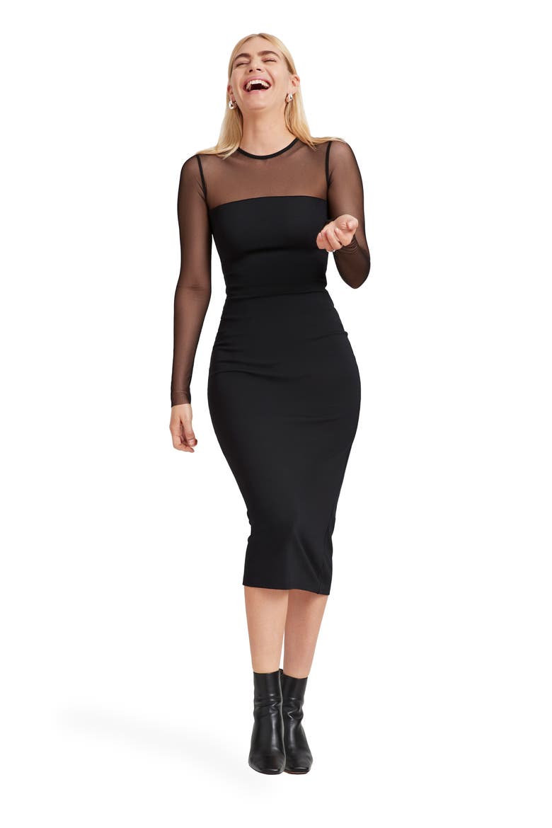 Maite Long Sleeve Cocktail Dress, Alternate, color, BLACK