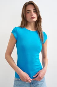 Topshop Strech Cotton Cap Sleeve T-Shirt