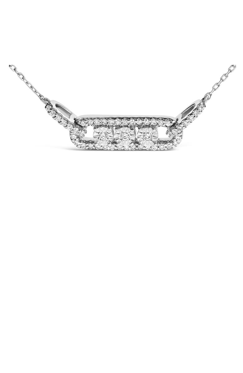 Haus of Brilliance Sterling Silver 1/5 Cttw Round Diamond 3 Stone Station Bar Necklace, Alternate, color, Silver