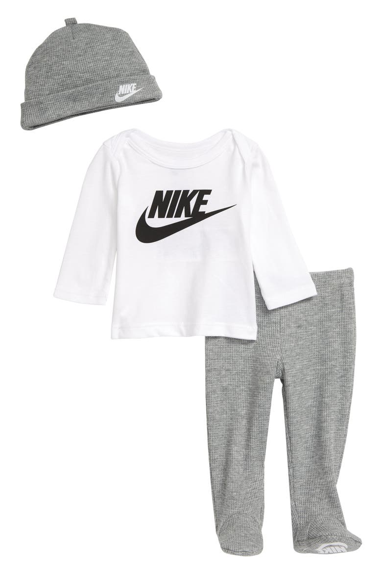 Logo Graphic Tee, Hat & Footed Pants Set, Main, color, 042DK GREY