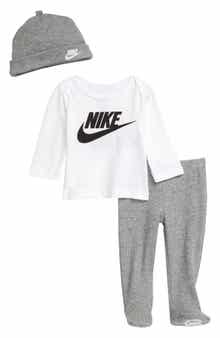 Nike Logo Graphic Tee, Hat & Footed Pants Set