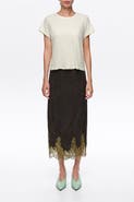 BIMBA Y LOLA Lace Trim Wrap Midi Skirt