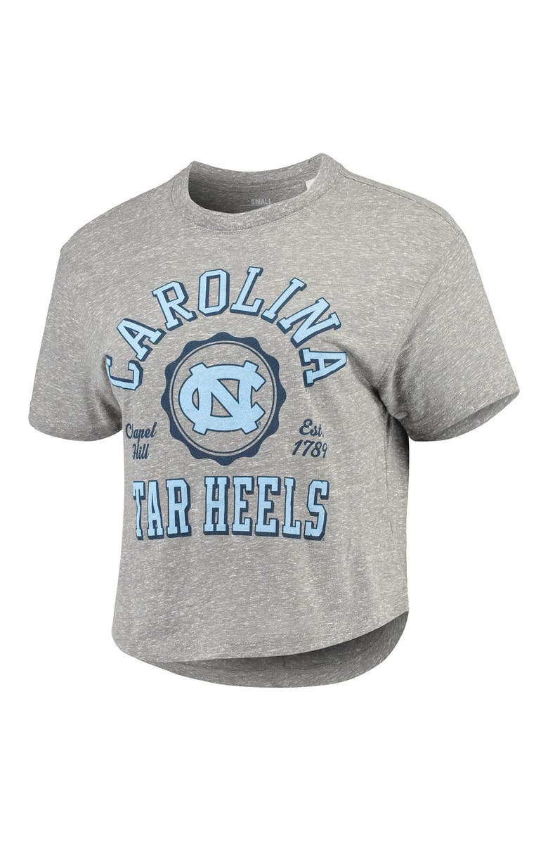 PRESSBOX Women's Pressbox Gray North Carolina Tar Heels Bishop Tri-Blend Knobi Crop T-Shirt, Alternate, color, 
