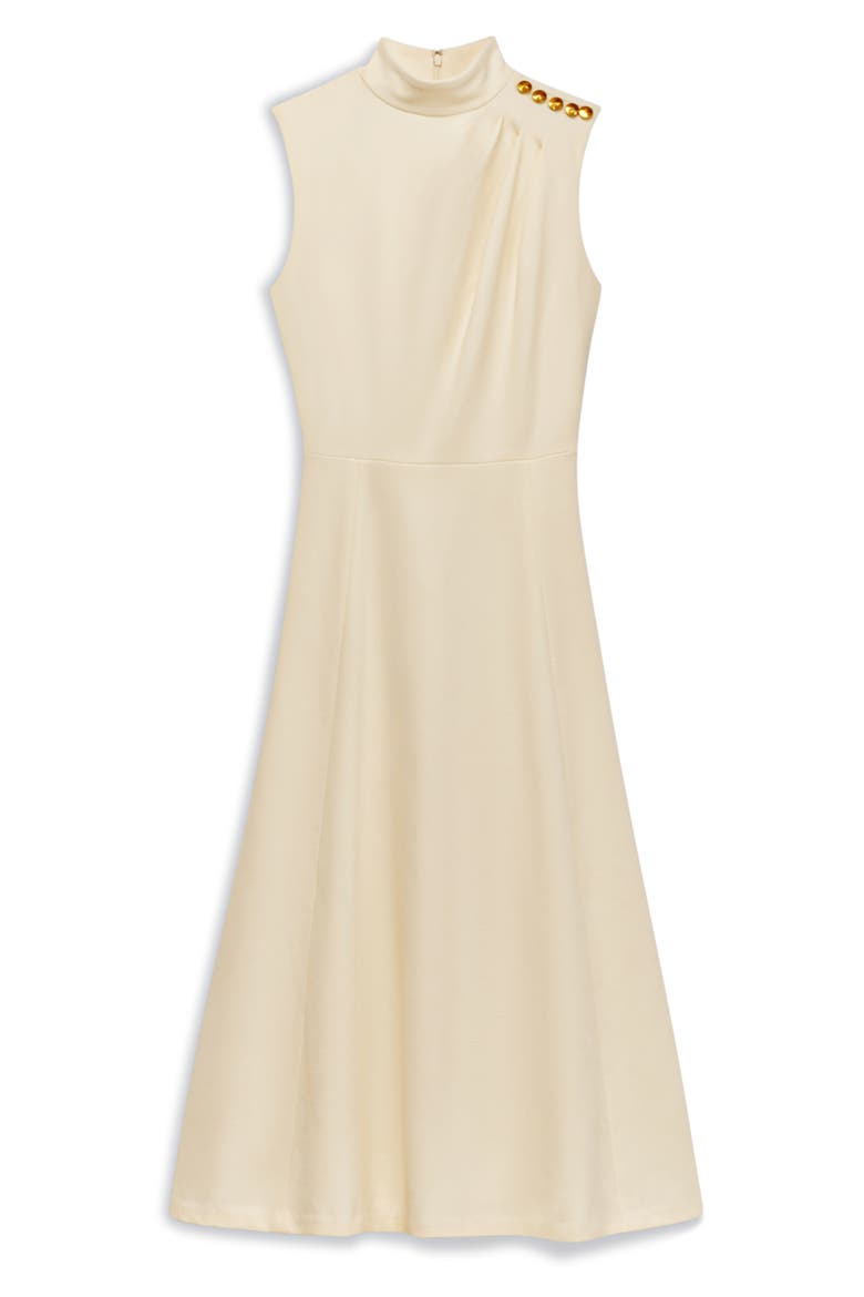 Mock Neck Sleeveless Midi A-Line Dress, Alternate, color, CREAM