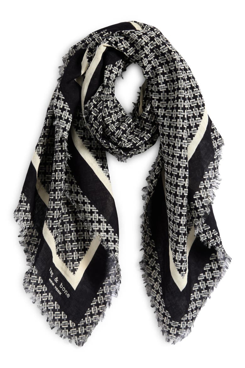 Mira Print Scarf, Main, color, BLACK