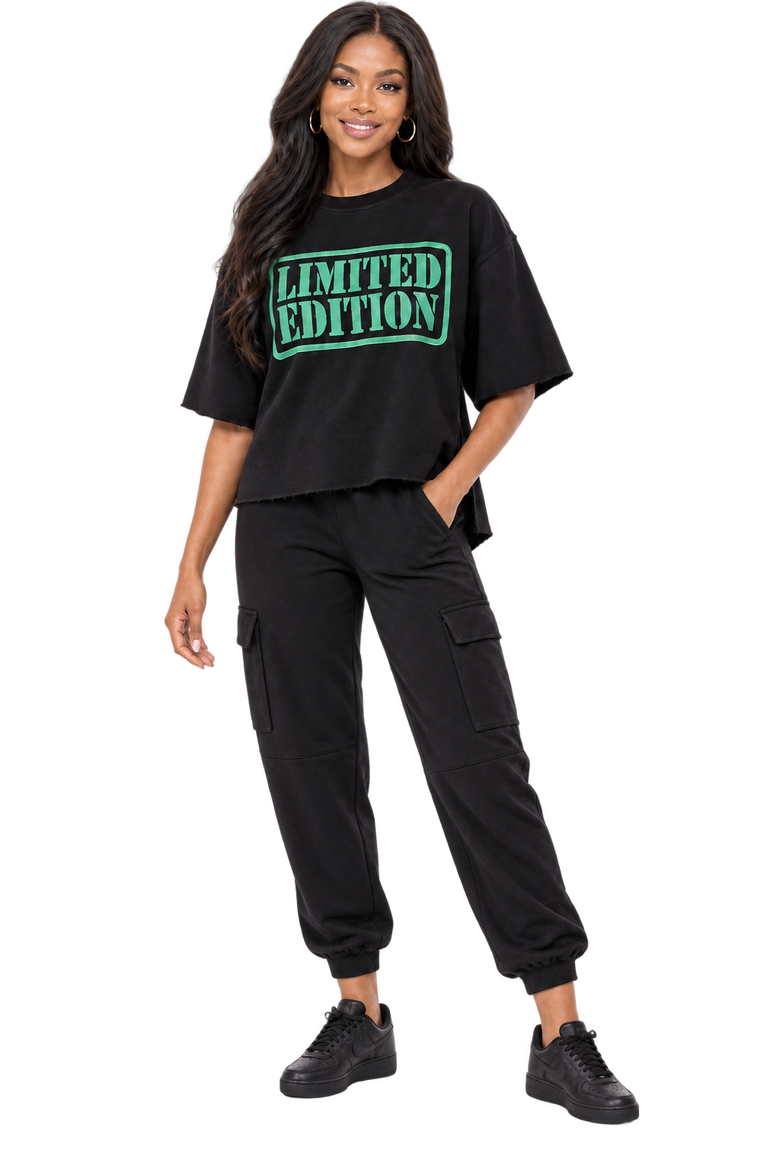 Limited Edition Split Hem Sweatshirt, Main, color, BLACK