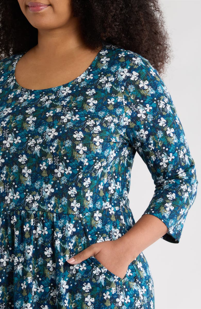 Seasalt Cornwall Enor Print Organic Cotton Fit & Flare Dress, Alternate, color, Moorland Floral Maritime