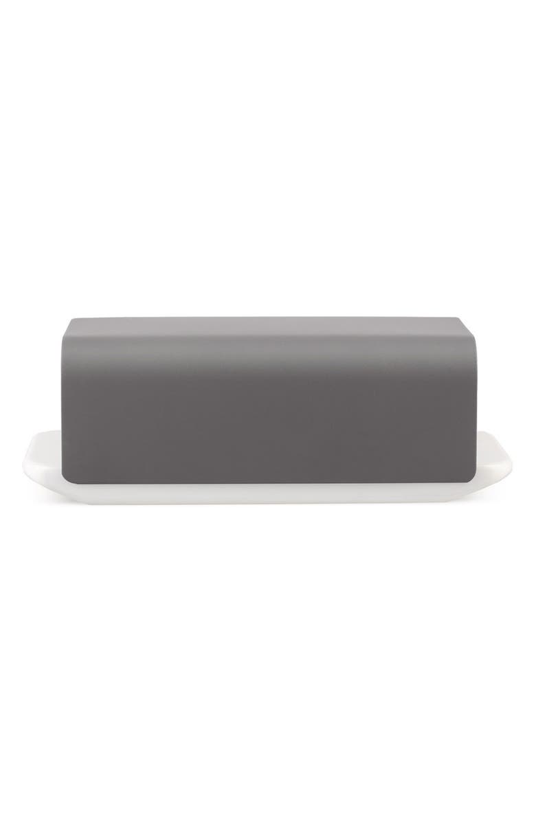 ALESSI Mattina Butter Dish, Main, color, Dark Gray