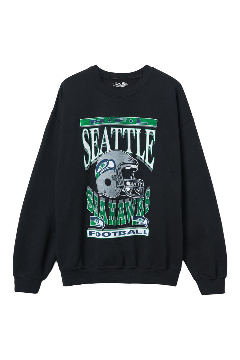 Seattle Seahawks Helmet Flea Market Crewneck Sweatshirt, Main, color, BLACK